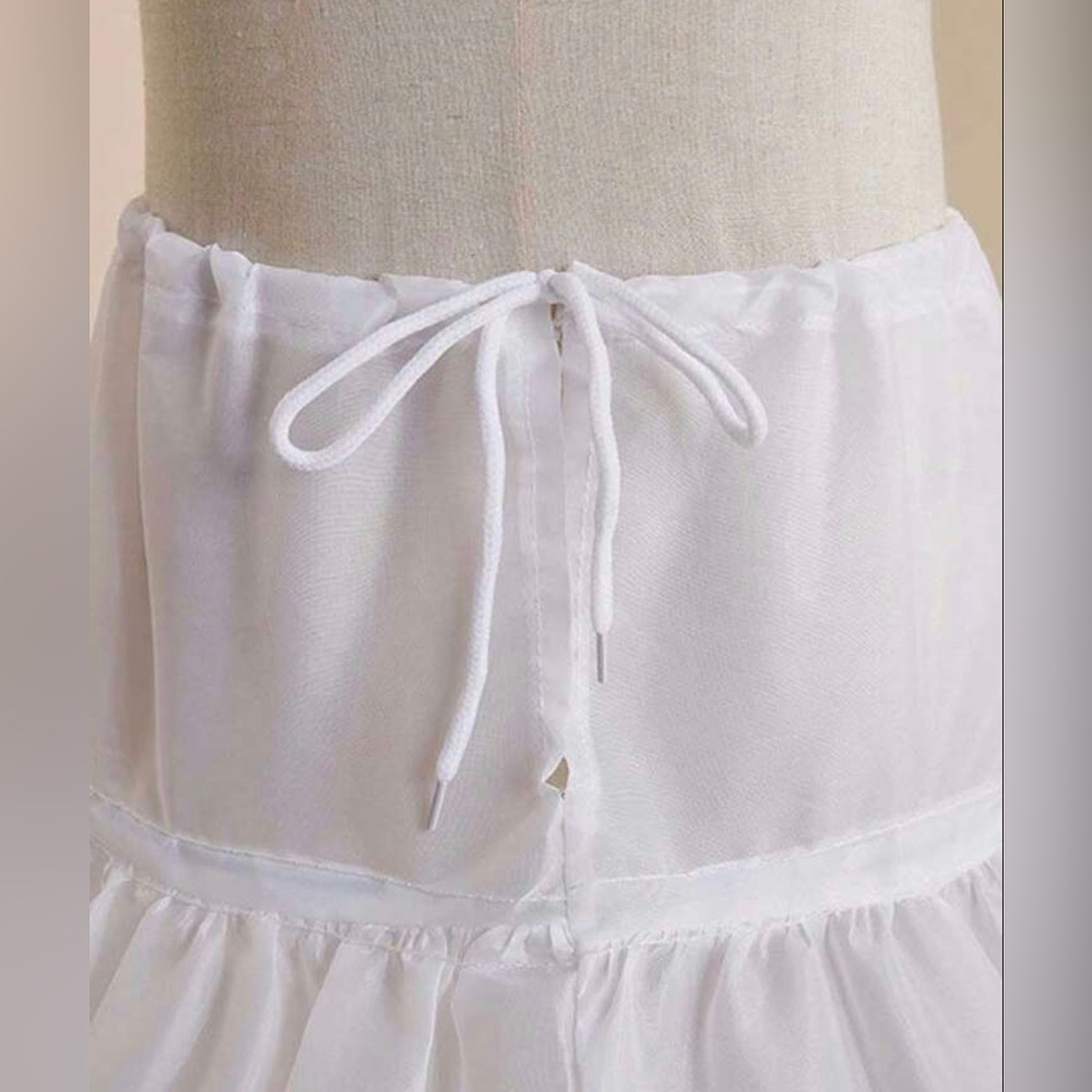 1pc Little Girl's White Three Steel Hoop Lace- Up Waist Petticoat Crinoline - Picture 3 of 7